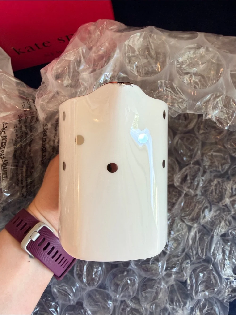 kate spade White Creamer with Platinum Polka Dots